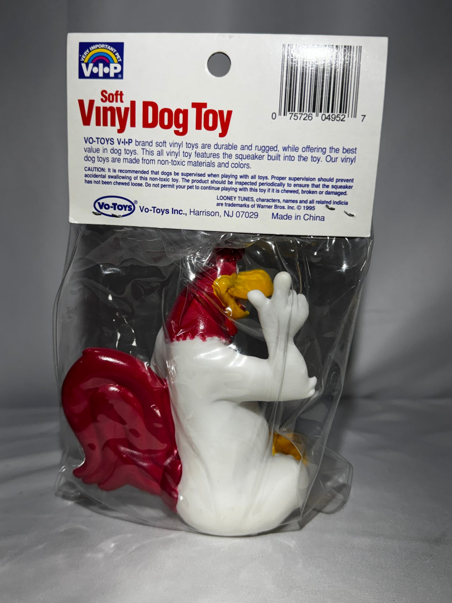 Vintage 1994 Vo-Toys Looney Tunes Foghorn Leghorn Squeaky Toy Sealed 5”