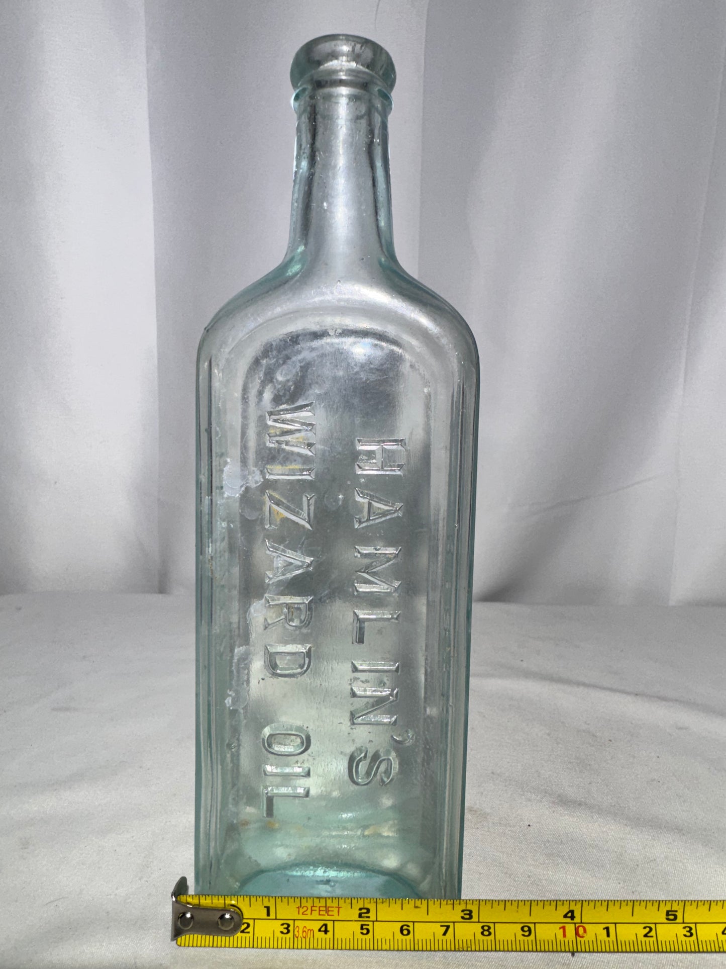 Vintage Hamlin’s Wizard Oil Embossed Glass Bottle – Antique Patent Medicine (1800s–Early 1900s)