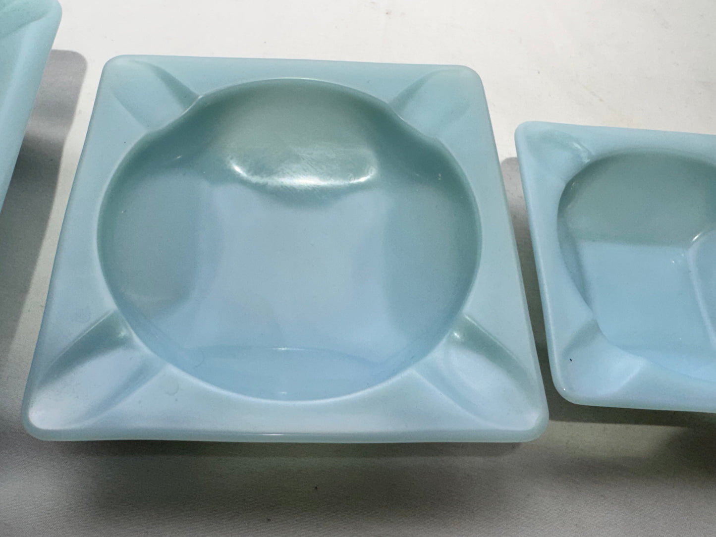 Vintage Turquoise Blue Stacking Ashtray Set – Delphite Milk Glass