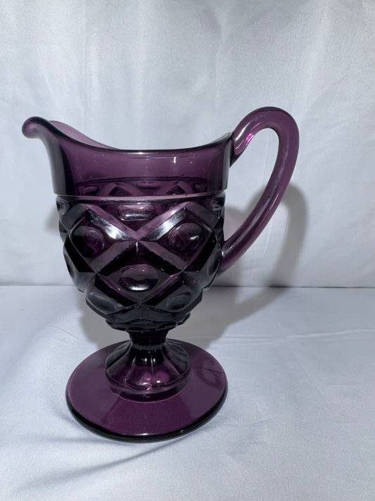 Vintage Viking Glass Amethyst Purple Diamond Thumbprint Footed Creamer – SM Mark