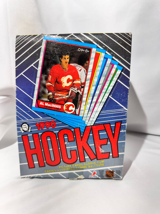 O-Pee-Chee 1990 NHL Hockey Cards – 48 Unopened Packs w/ Bubble Gum – Vintage Box
