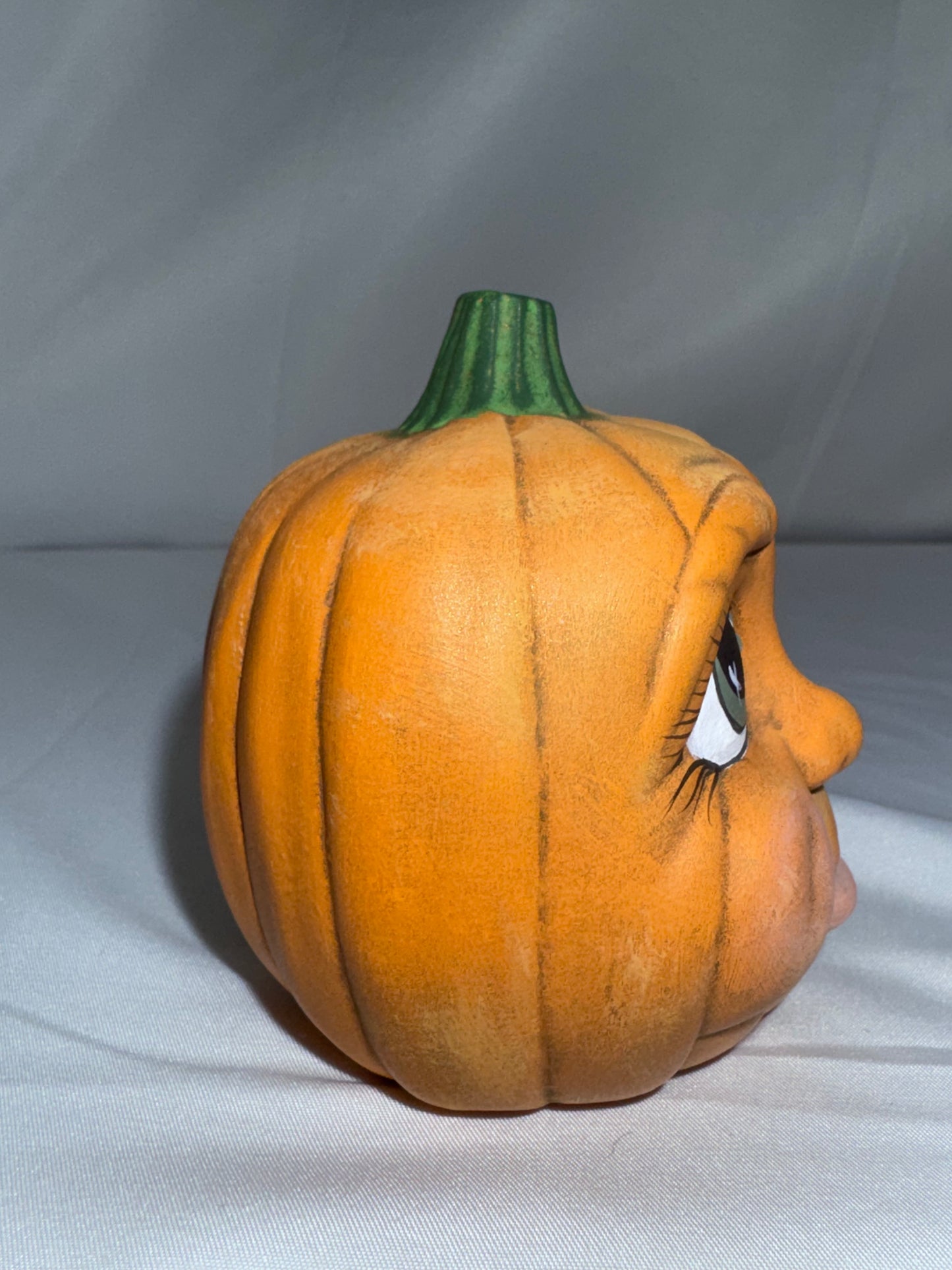 Vintage Hand-Painted Ceramic Pumpkin Figurine – Baby Face – CB 2000