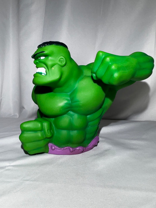 Vintage 1999 Marvel Incredible Hulk PVC Bust Piggy Bank 7.5” Plastic Comic Collectible