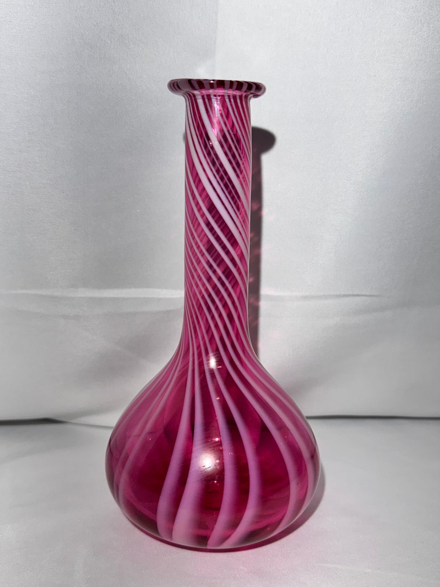 Vintage Cranberry Opalescent Barber Bottle – Spiral Optic Art Glass