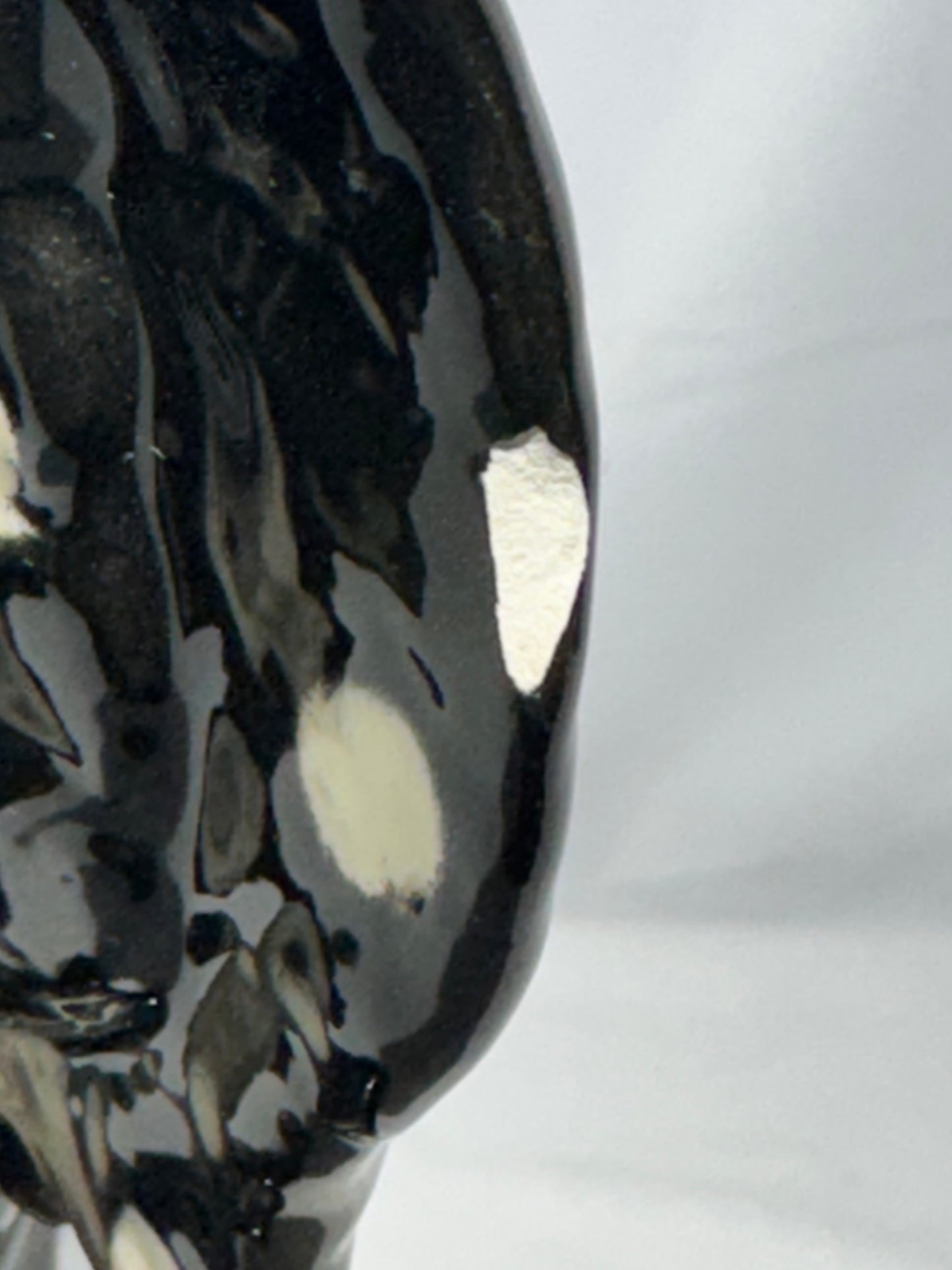 Black & White Polka Dot Rooster Ceramic Figurine – 9.5” Tall