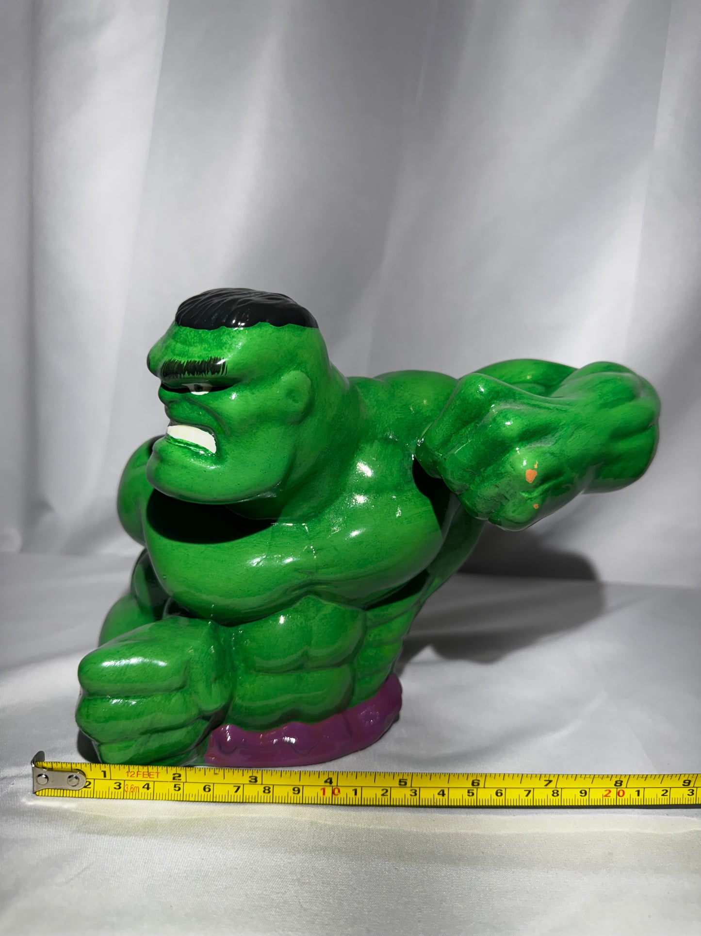 Marvel Incredible Hulk Green Ceramic Coin Bank Comic Images w/ Original Box 7”