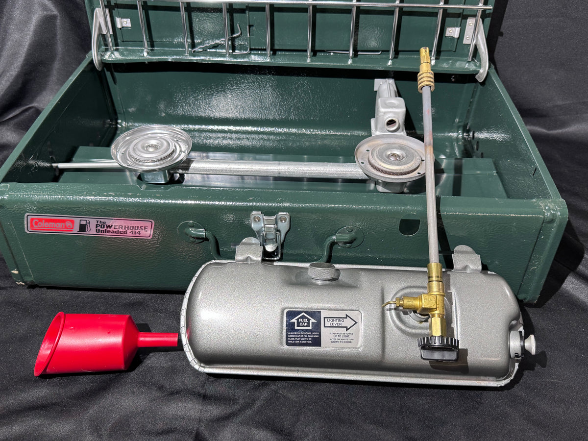 Vintage Coleman 414-700 Powerhouse Dual Fuel 2-Burner Camp Stove – Original Box – May 1994