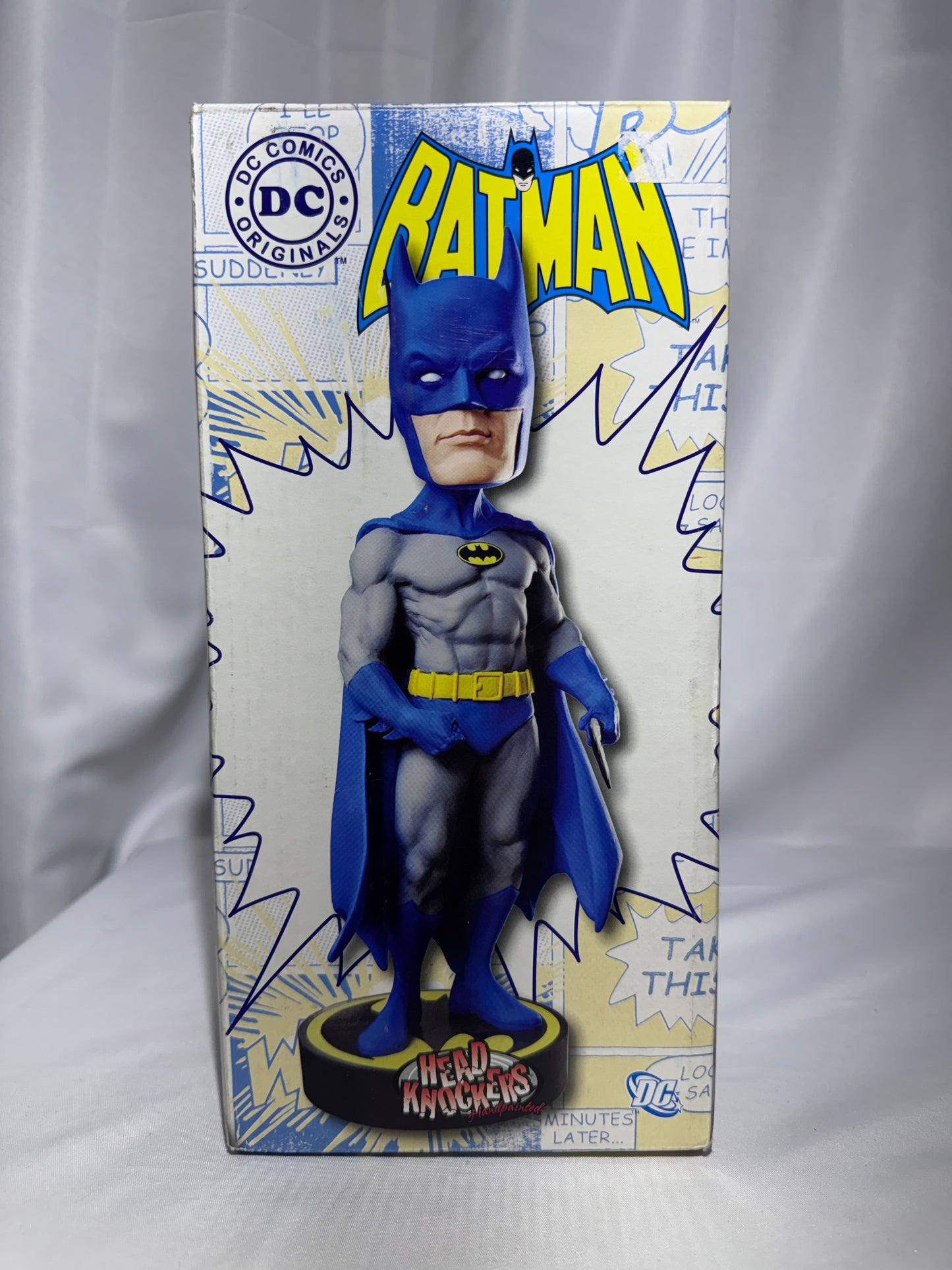 NECA DC Originals Batman Head Knocker 8” Bobblehead Blue Gray Suit Resin