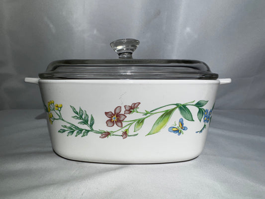 Vintage Corning Ware My Garden A-1.5-B Casserole Dish w/ Pyrex A-7-C Lid USA