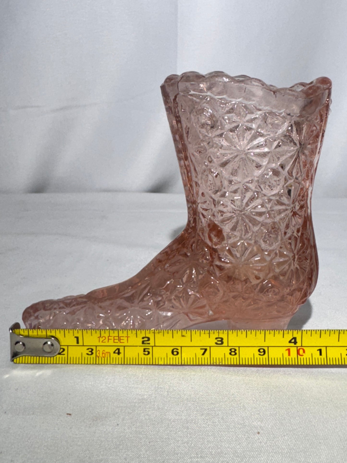 Fenton Art Glass Pink Boot Toothpick Holder – Daisy & Button Pattern (Vintage)