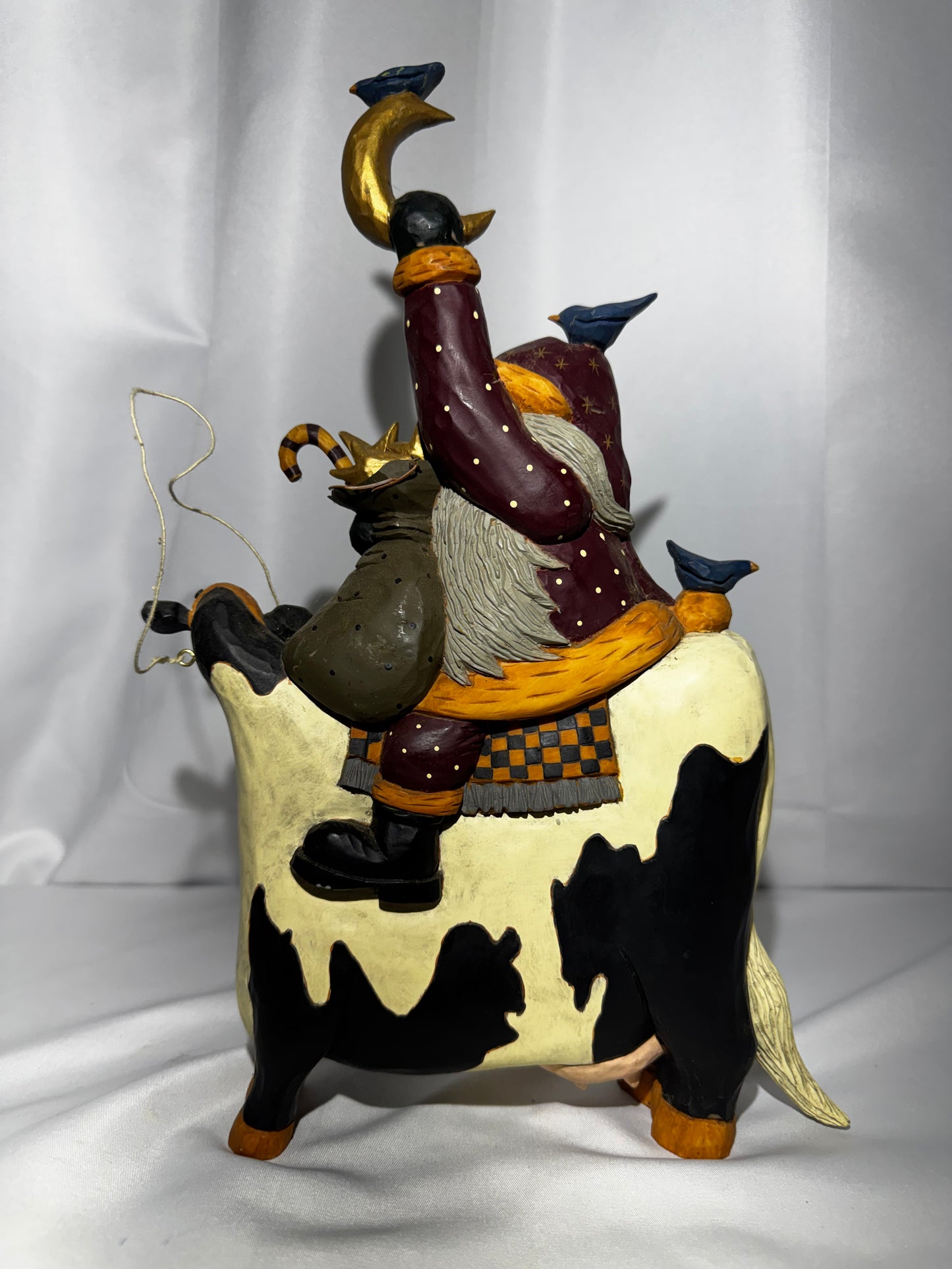 Williraye Studio 1997 Santa Riding Cow WW2260 Folk Art Figurine
