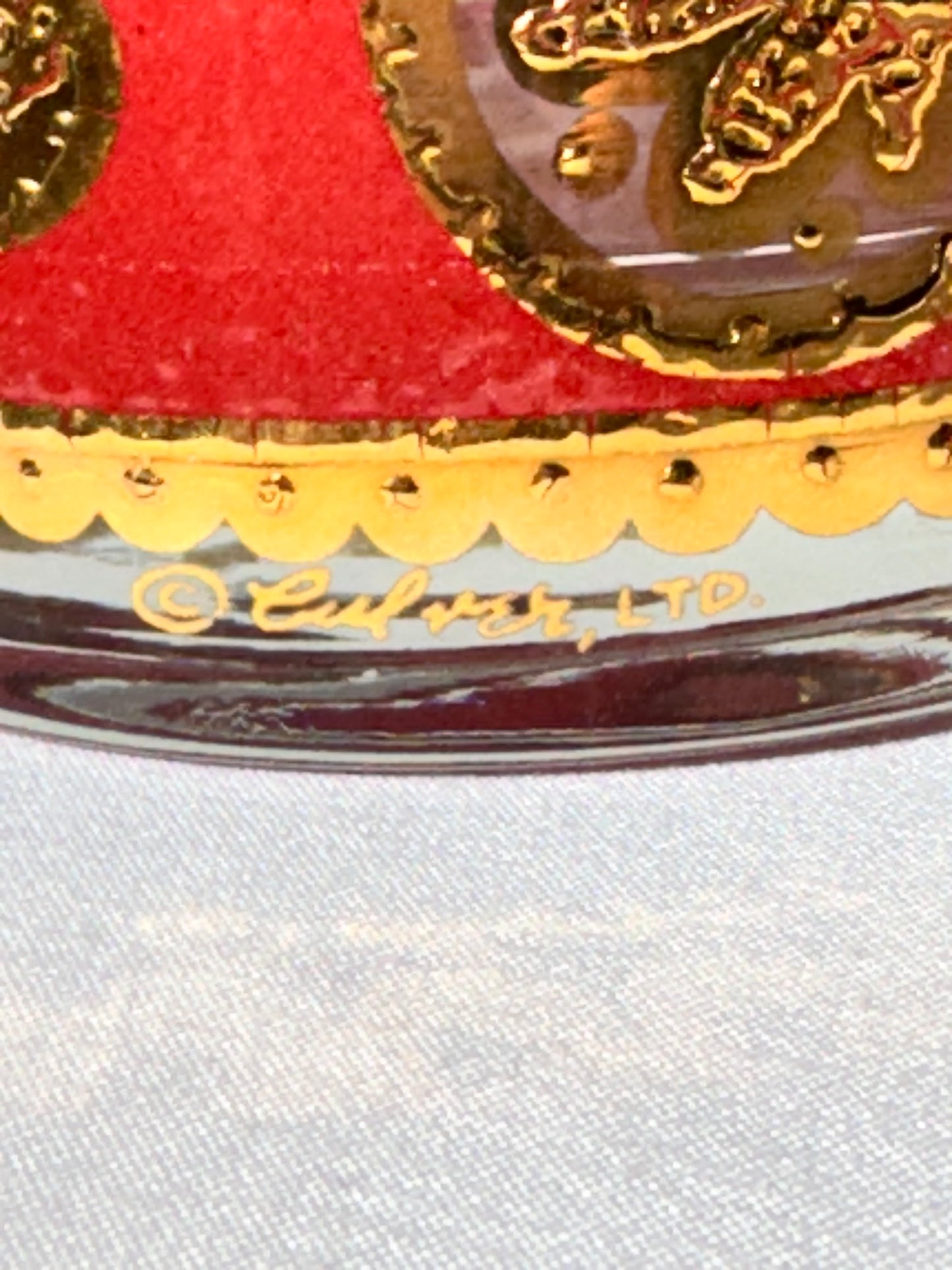 Vintage Culver LTD 22K Gold Red Paisley Lowball Glasses – Set of 4