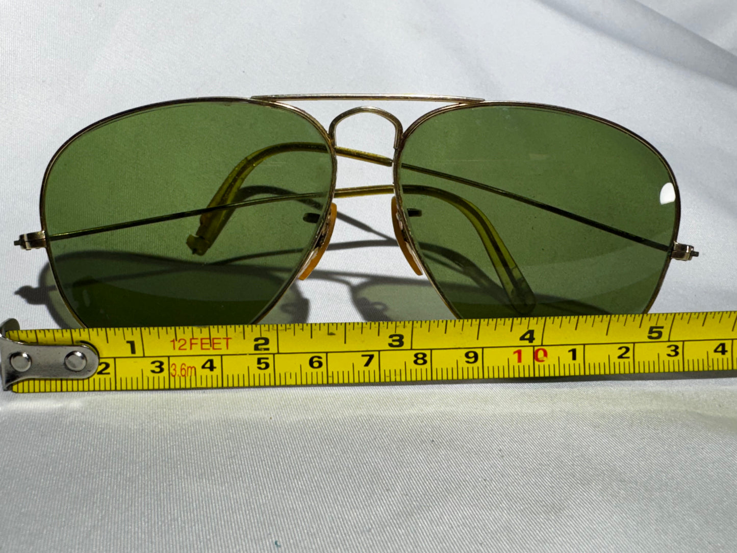 Vintage B&L Ray-Ban Aviator Sunglasses Green Glass Lens 12K GF w/ Original Case