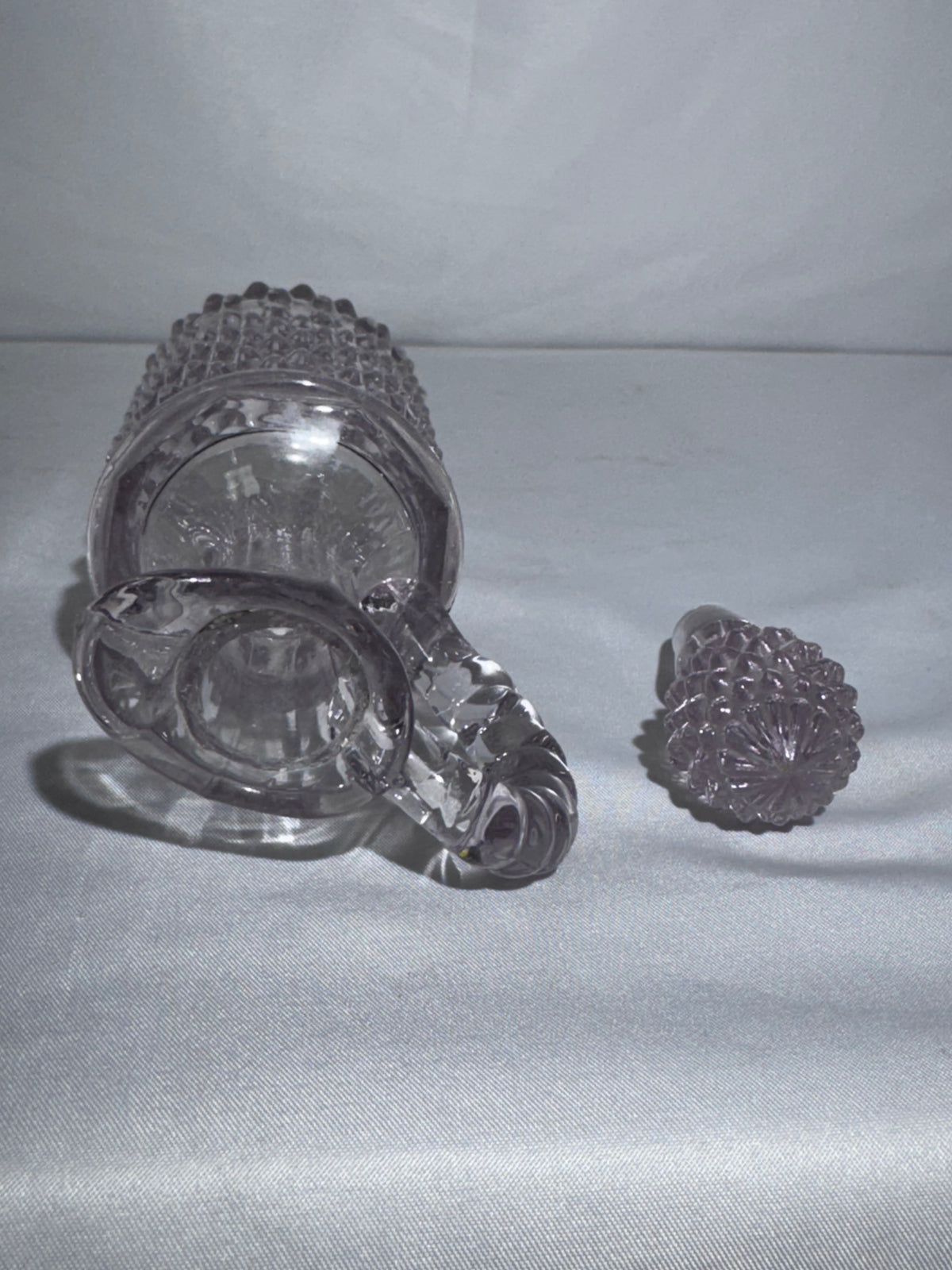 Antique EAPG Pointed Hobnail Dewdrop Glass Oil Vinegar Cruet with Stopper 6”