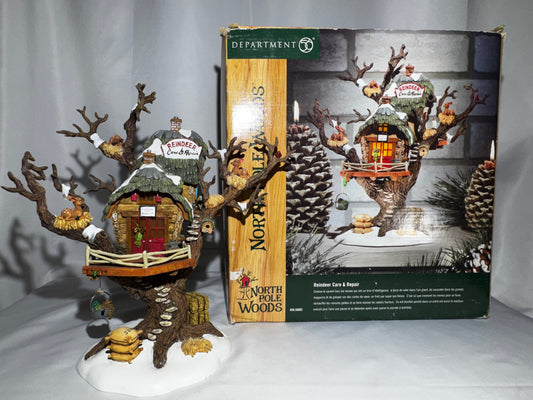 Department 56 North Pole Woods “Reindeer Care & Repair” Lit Building – Item #56.56882