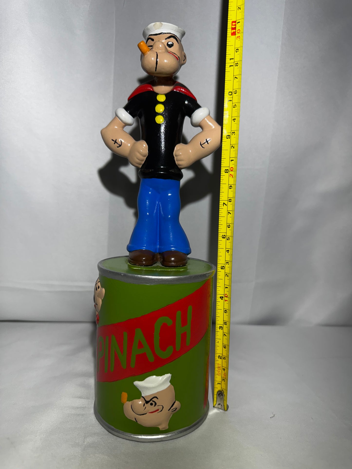 Vintage 1975 Popeye the Sailor Ceramic Bank King Features Spinach Can w/ Stopper