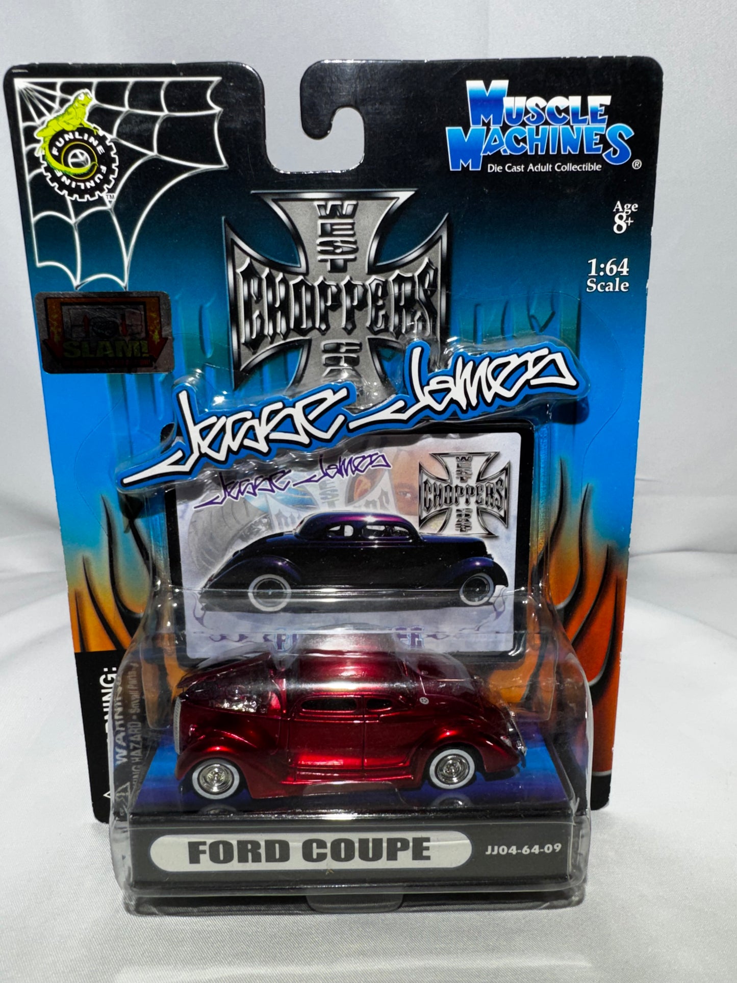 Muscle Machines Jesse James West Coast Choppers Ford Coupe Red 1:64 Diecast JJ04-64-09