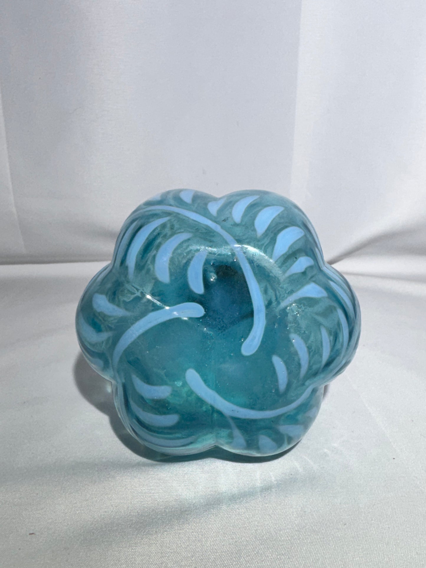 Victorian Blue Opalescent Glass Barber Bottle – Daisy & Fern Pattern w/ Stopper