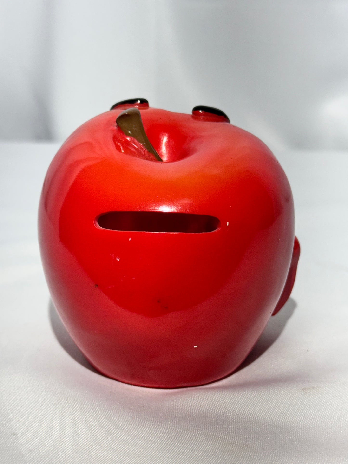 Vintage Giggling Groceries Red Apple Coin Bank w/ Stopper – Fun Collectible