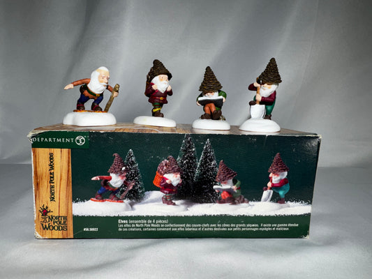 Department 56 North Pole Woods Elves #56.56922 Retired Village Accessory Set READ