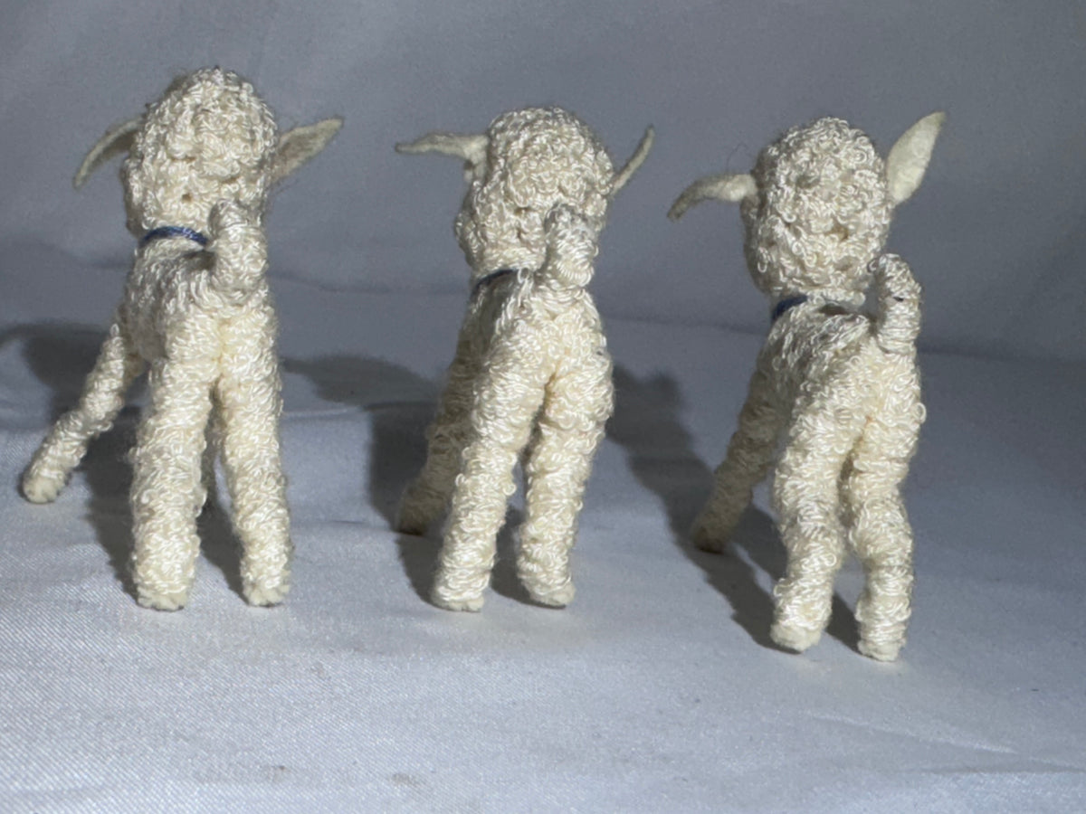 Vintage BAPS Germany Little Bo-Peep & Sheep Miniature Felt Doll Set – 1940s–1960s