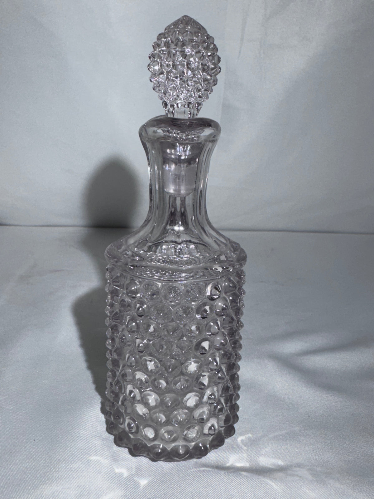 Antique EAPG Pointed Hobnail Dewdrop Glass Oil Vinegar Cruet with Stopper 6”