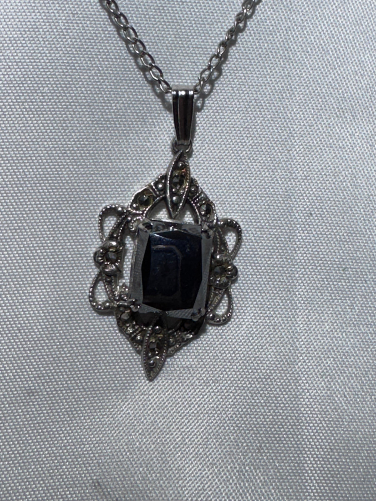 Vintage ALCO Mid-Century Victorian Revival Sterling Silver & Smoky Quartz Necklace – Circa 1950s