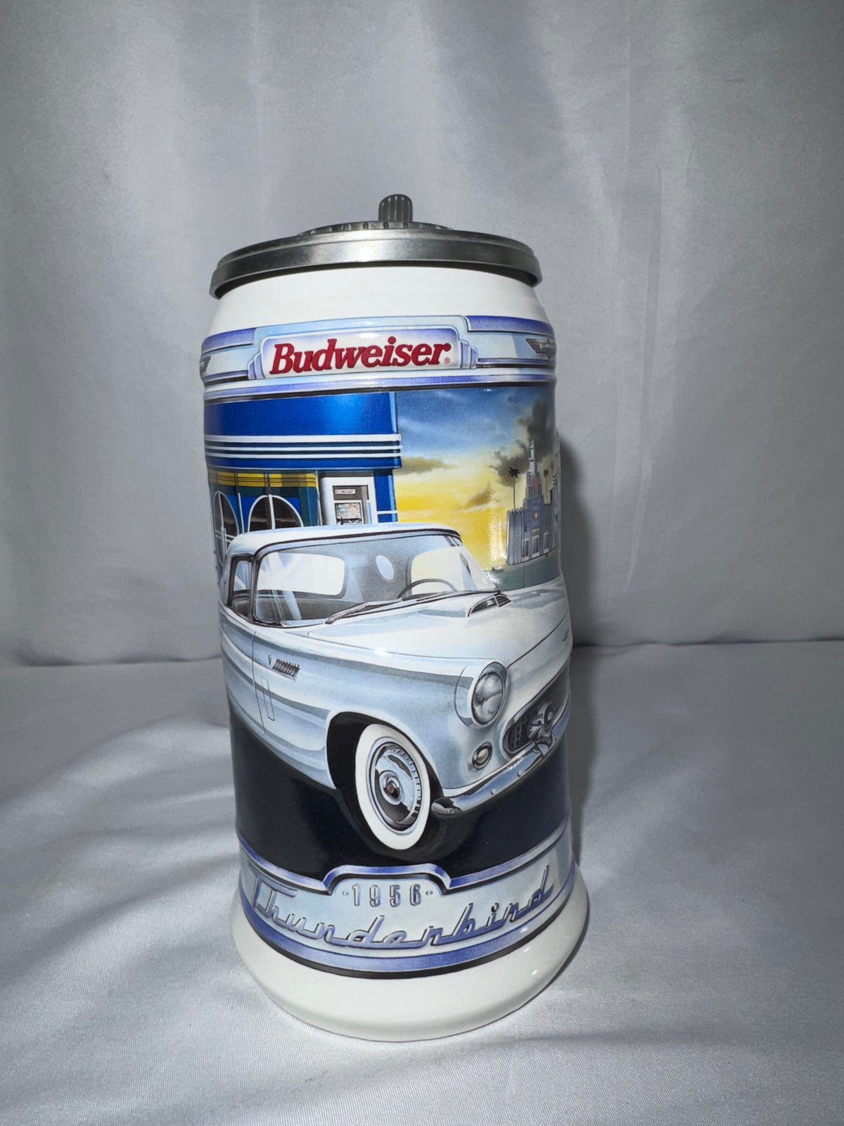 Vintage 1956 Ford Thunderbird Convertible Budweiser Beer Stein – Classic Car Series – Original Box