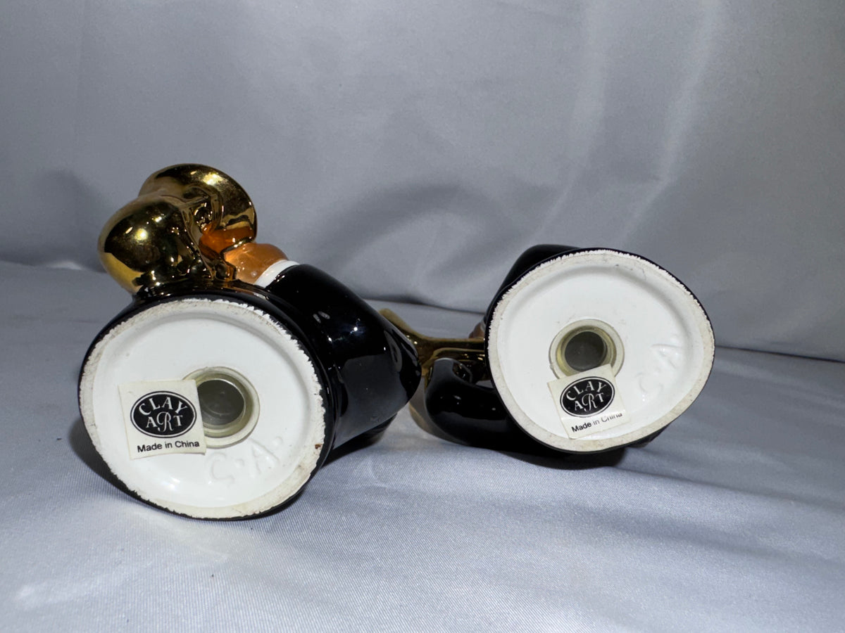 Jazz Musicians Salt and Pepper Shakers – Ceramic Saxophone & Trumpet Players – 1996 Clay Art