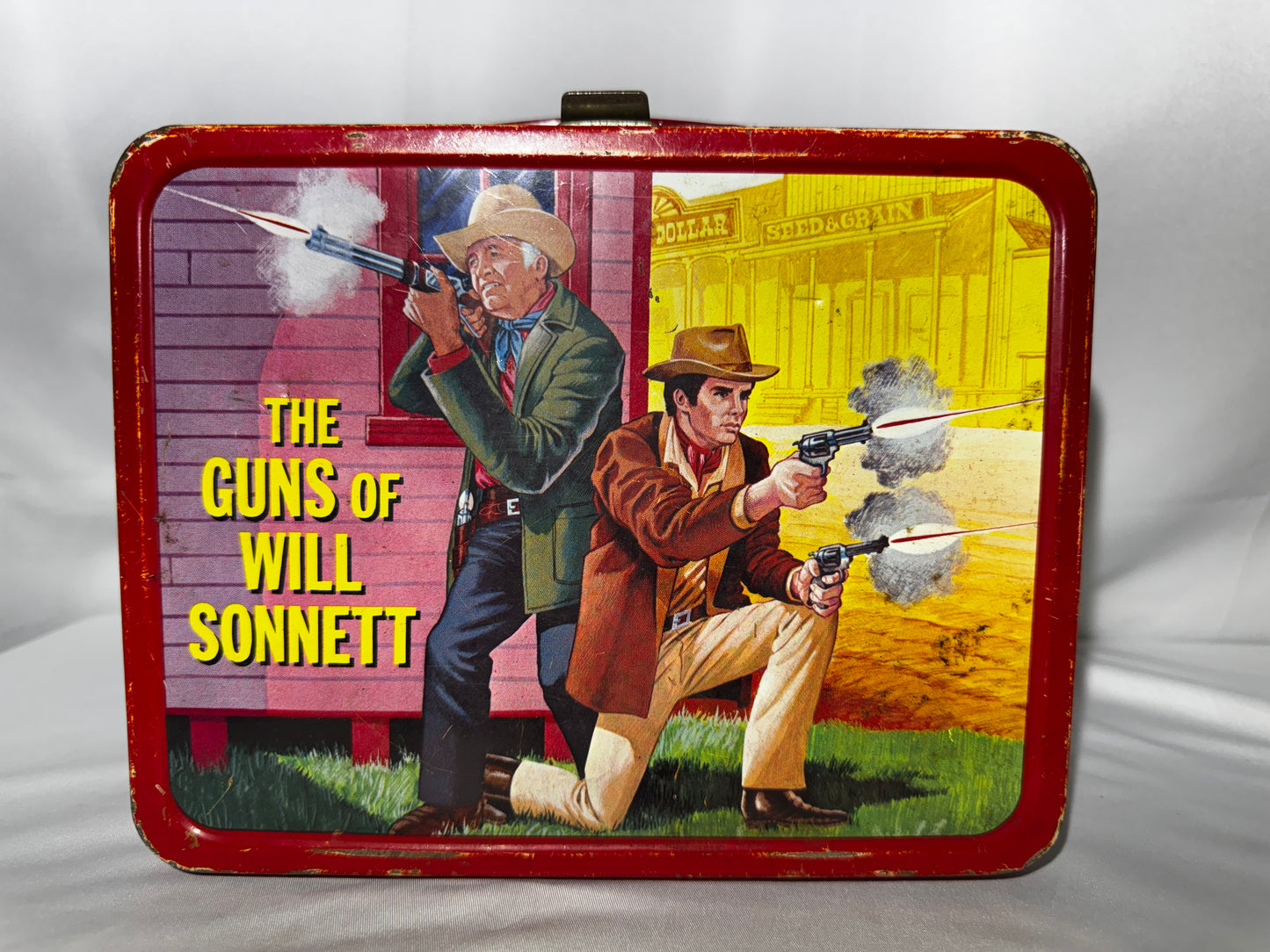 Vintage 1968 The Guns of Will Sonnett Metal Lunchbox – King-Seeley Thermos Co. Western TV Collectible no thermos