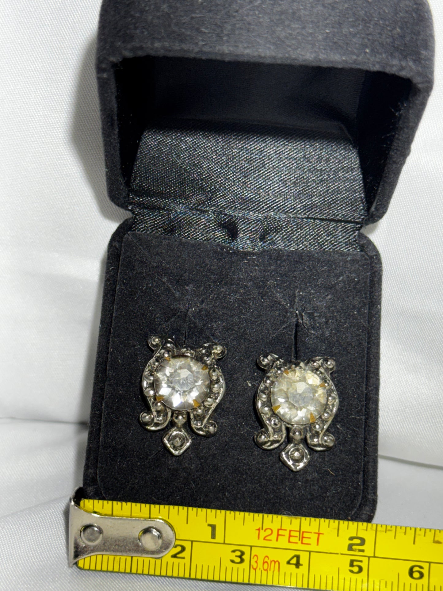 Antique Victorian Cufflinks Sleeve Buttons Lever Back Ornate Paste Stone