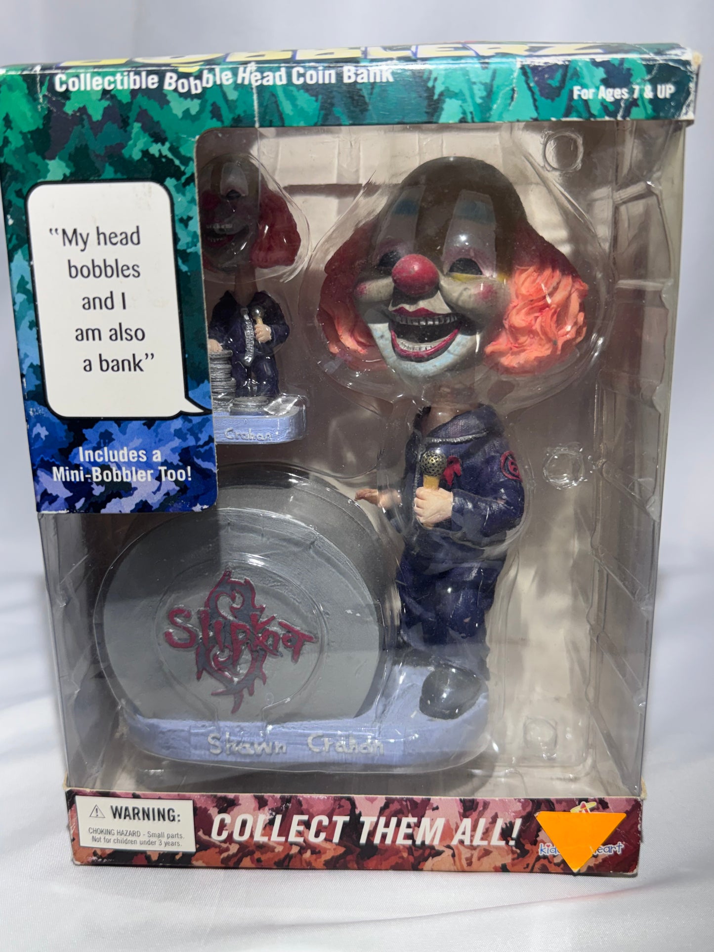 2002 Slipknot Slipknot Bobblerz Shawn “Clown” Crahan Bobblehead Coin Bank + Mini