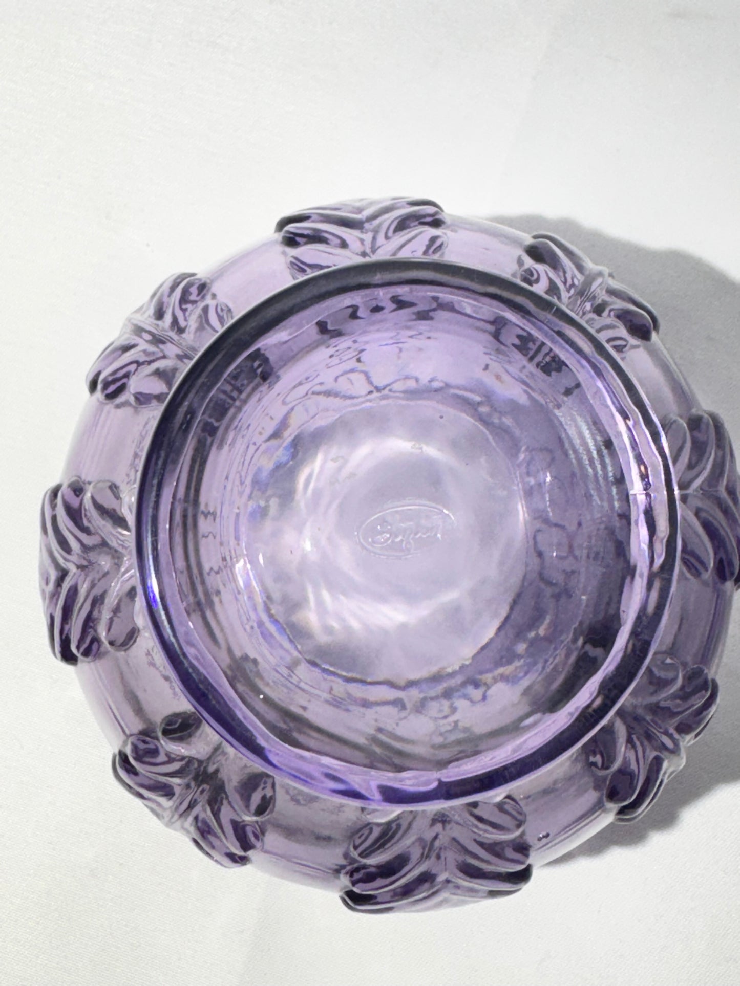 Vintage Fenton Amethyst Glass Trinket Box / Dresser Display – Fenton Sticker & Logo