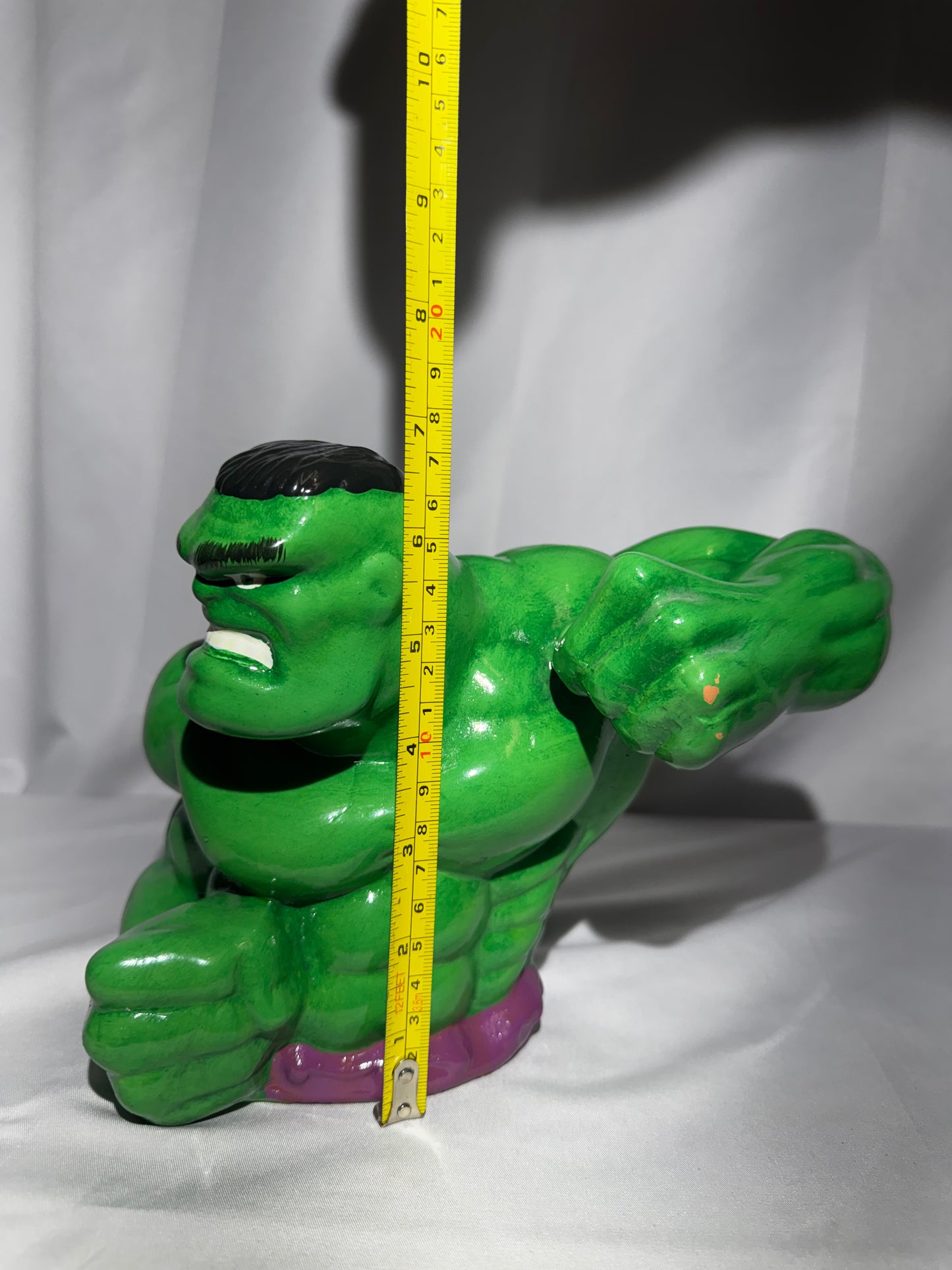 Marvel Incredible Hulk Green Ceramic Coin Bank Comic Images w/ Original Box 7”