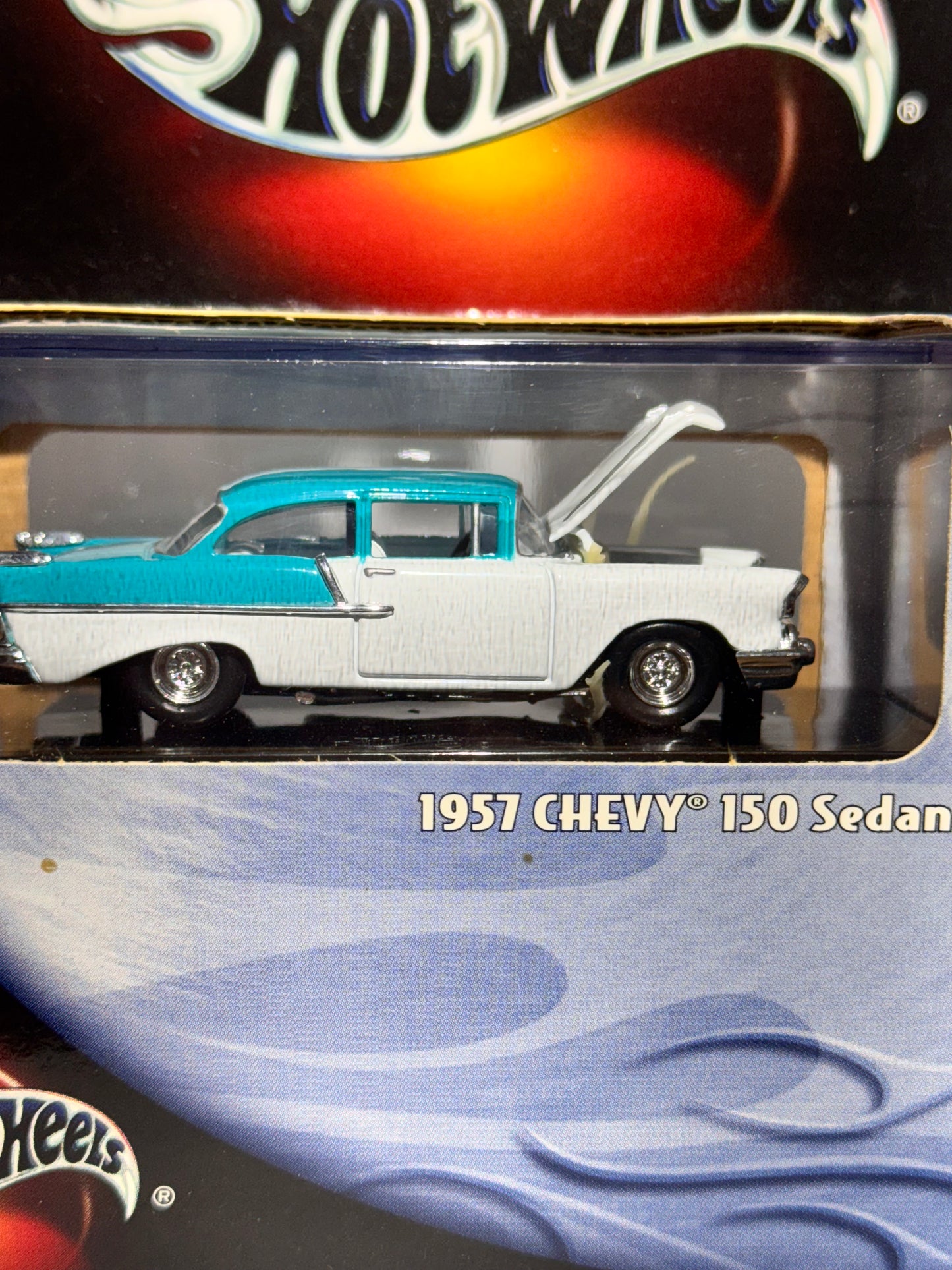Hot Wheels 1957 Chevy 150 Sedan – White & Teal Limited Edition Diecast (2000 Mattel)