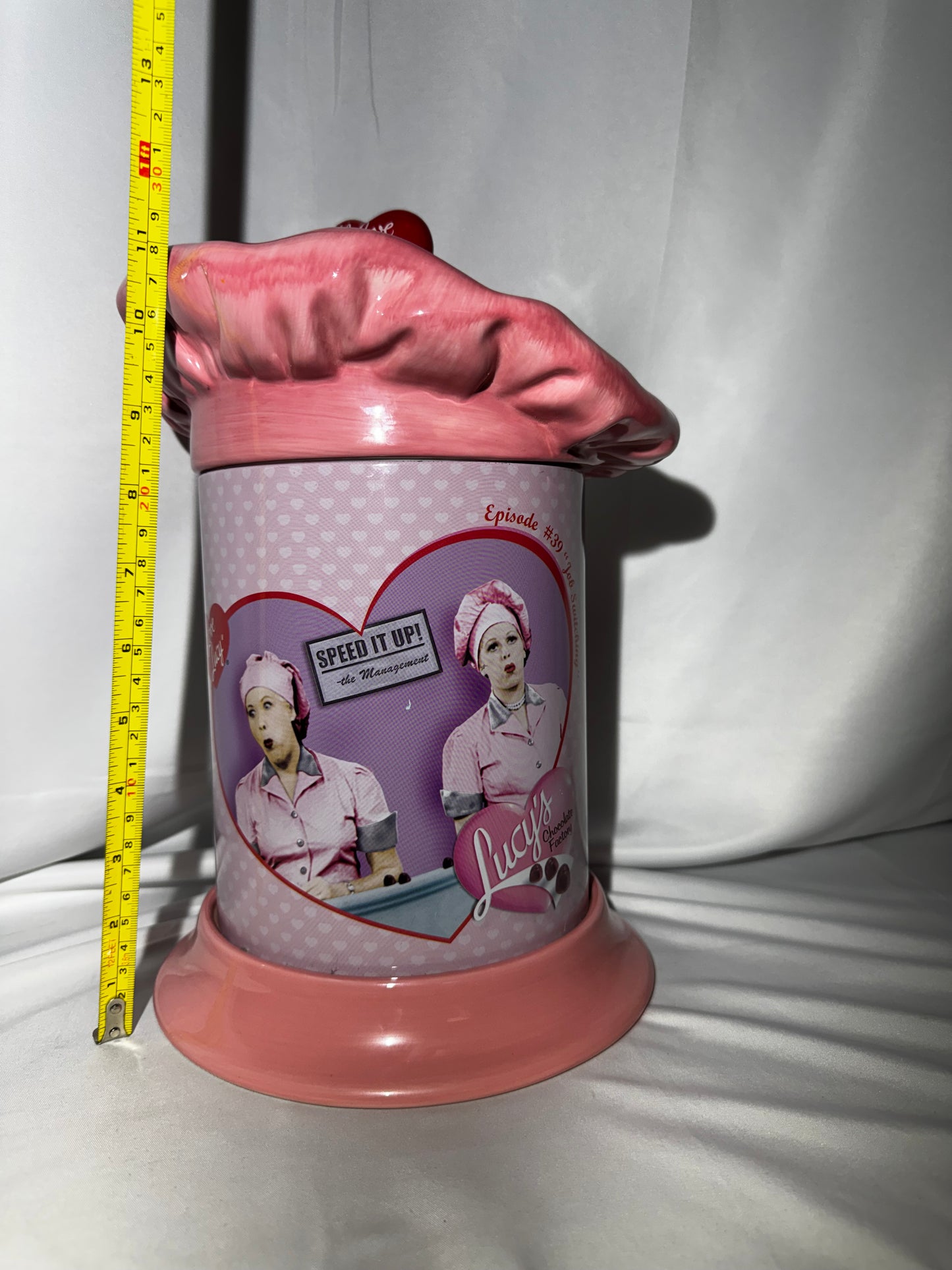 Vandor I Love Lucy Chocolate Factory Cookie Jar Tin Body Ceramic Lid Retired Rare