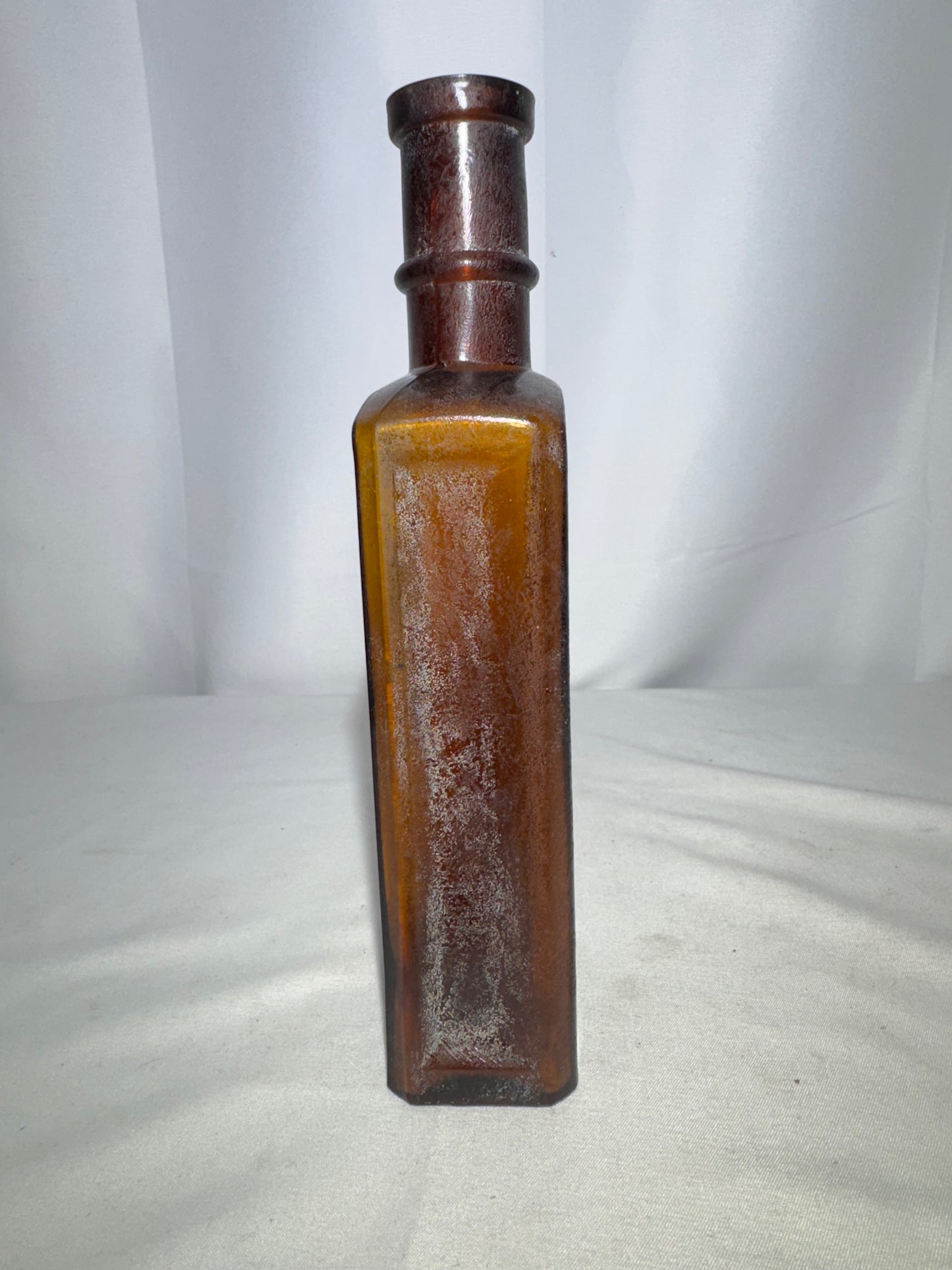 Vintage Amber Glass Apothecary Bottle Roehl’s Reliable Hair Restorer Embossed Antique