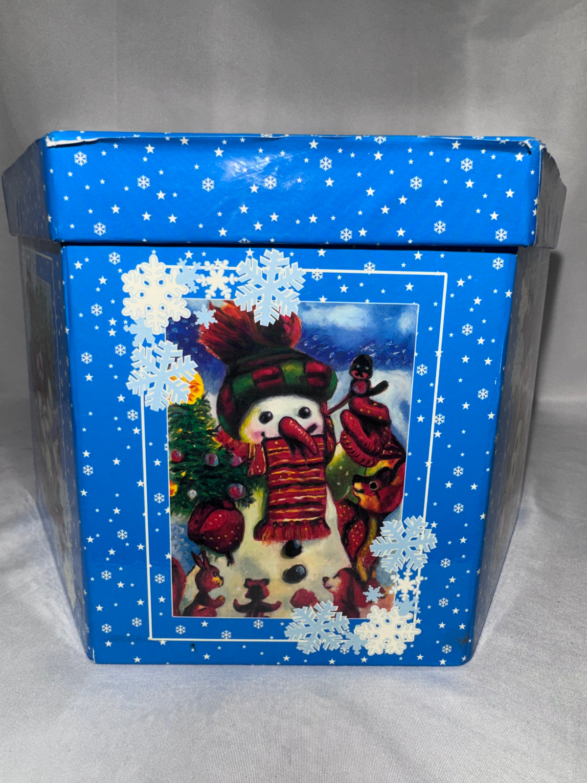 Vintage Frosty Snowman Christmas Ornaments Set of 12 Paper Mache Red Bows w/ Box