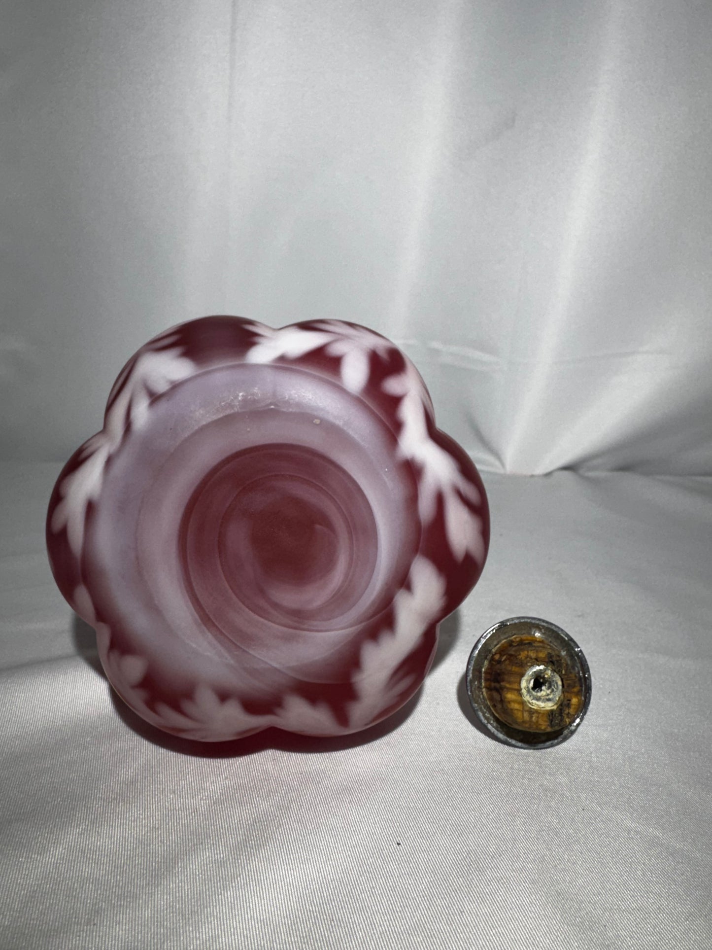 Fenton Cranberry Opalescent Daisy & Fern Barber Bottle – Vintage Art Glass Vanity Decanter