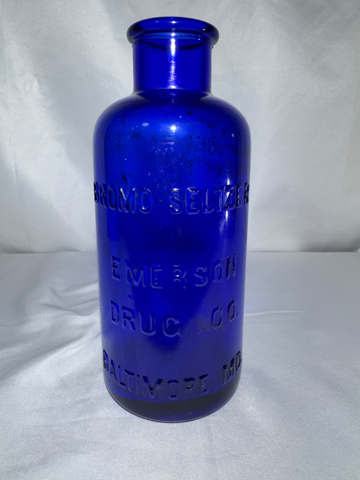 Vintage Bromo-Seltzer Cobalt Blue Glass Bottle – Emerson Drug Co. Baltimore, MD