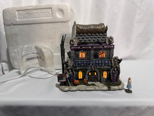 Hawthorne Village The Munsters 2004 Halloween Village – “Morticians Monthly Newspaper” Building A8582