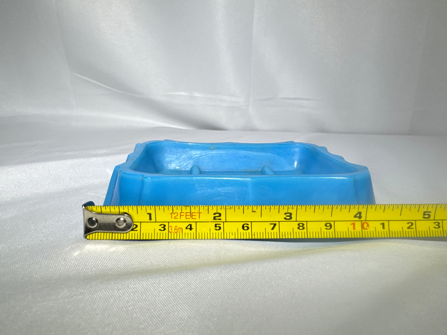 Antique Victorian Blue Opaline Milk Glass Vanity Tray Soap Dish Jewelry Trinket 4.5”