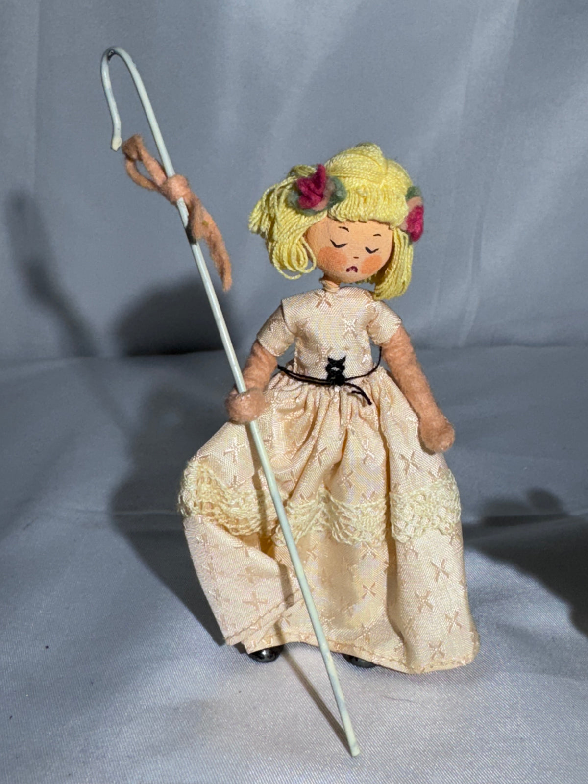 Vintage BAPS Germany Little Bo-Peep & Sheep Miniature Felt Doll Set – 1940s–1960s