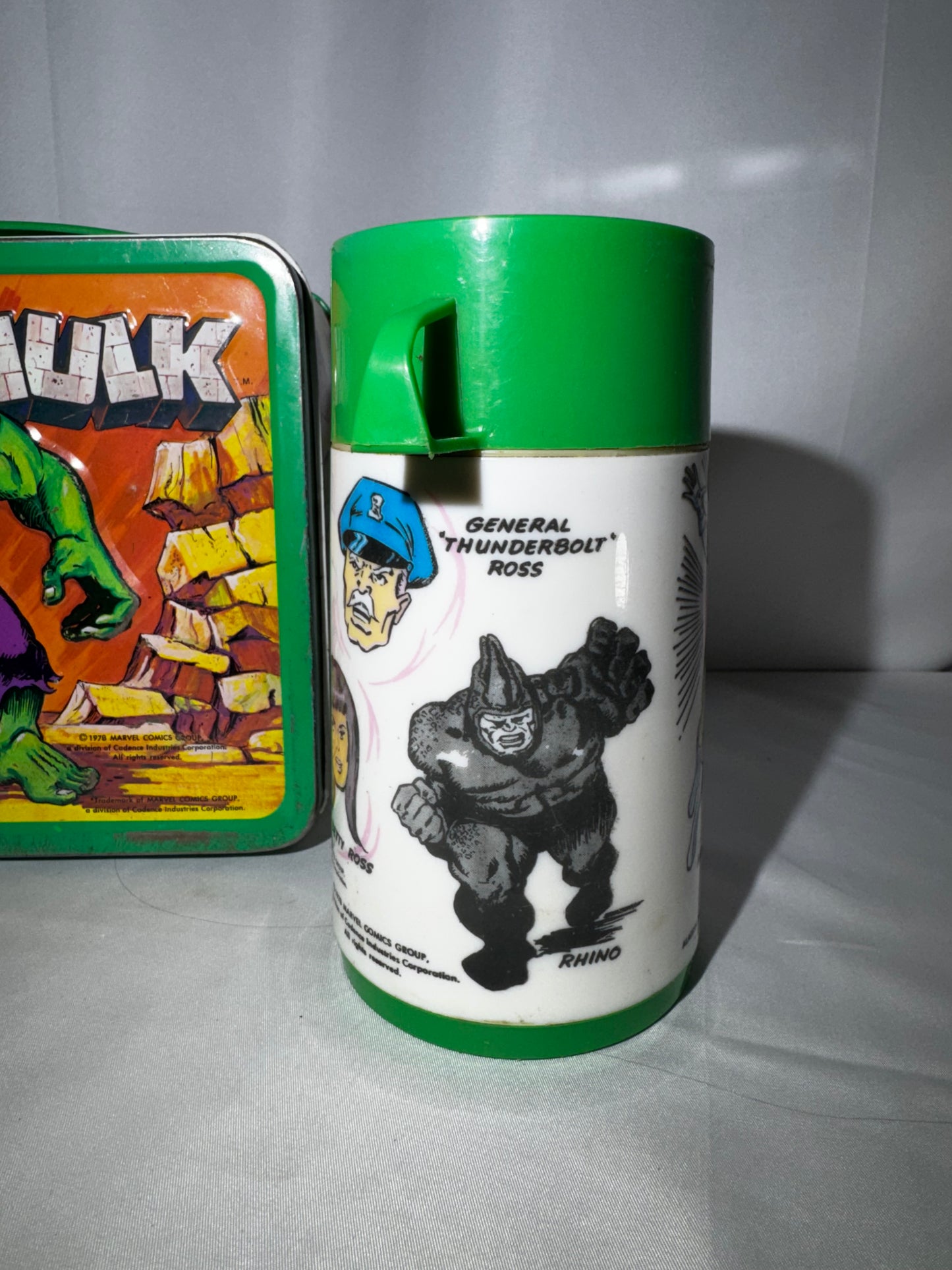 1978 Incredible Hulk Metal Lunchbox & Thermos Set Aladdin Vintage Marvel Comic