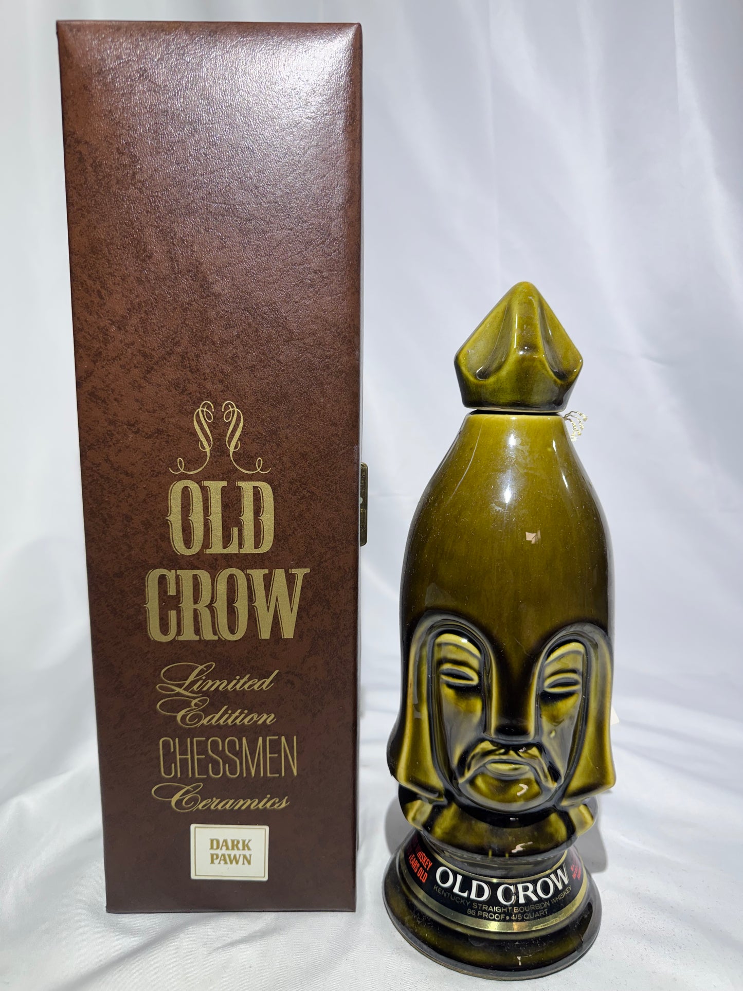 1969 Old Crow Kentucky  Bourbon Chessmen Ceramic Decanters – Set of 6 with Original Case-empty