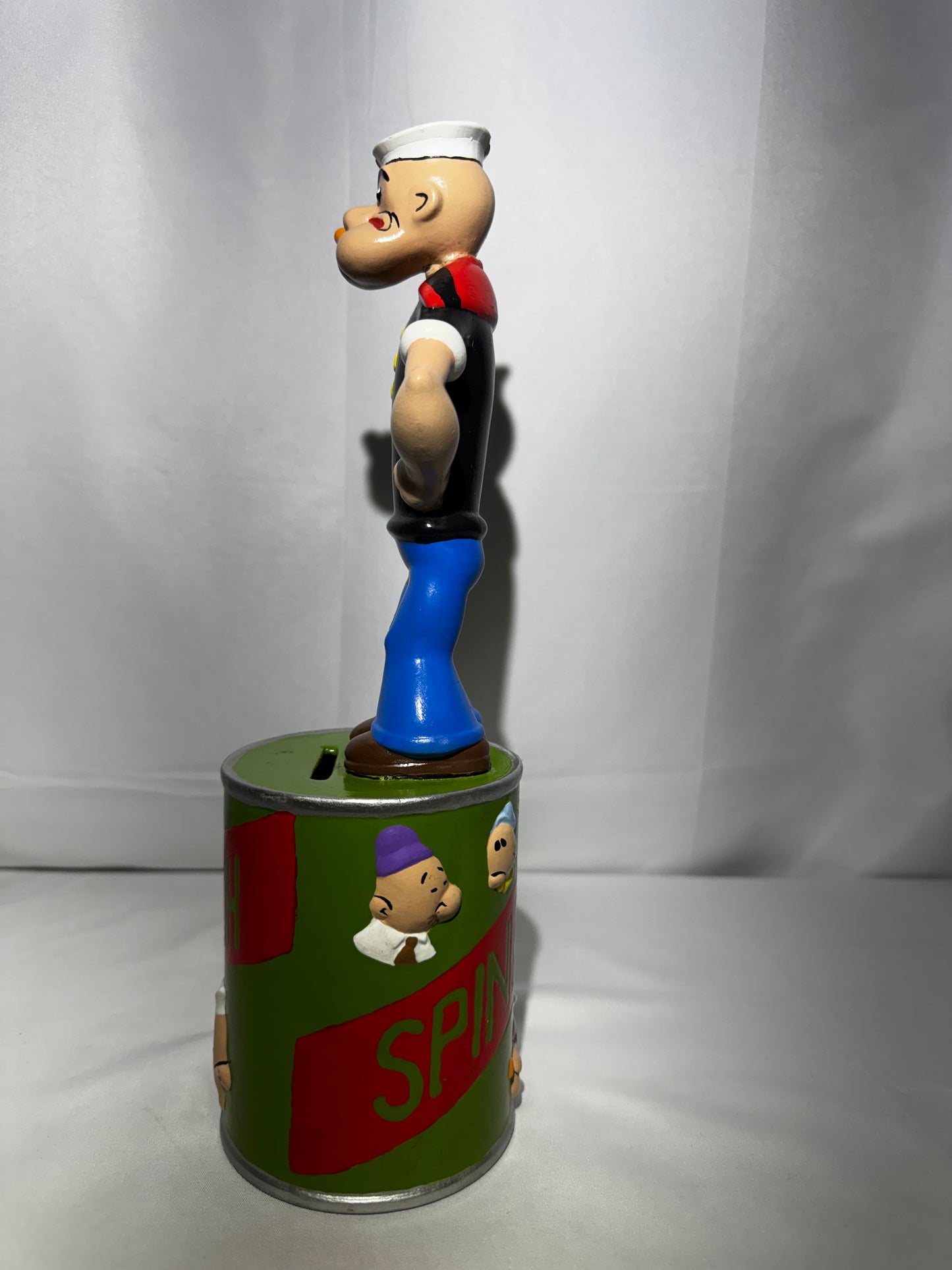 Vintage 1975 Popeye the Sailor Ceramic Bank King Features Spinach Can w/ Stopper