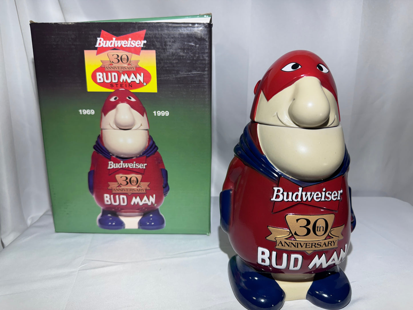 1999 Budweiser Bud Man 30th Anniversary Stein CS401 – 1999 – Original Box