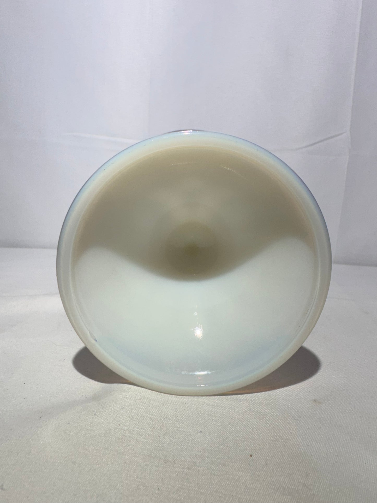 Fenton Coin Pedestal Ivory Ball / Rose Bowl – Amethyst & Milk Glass