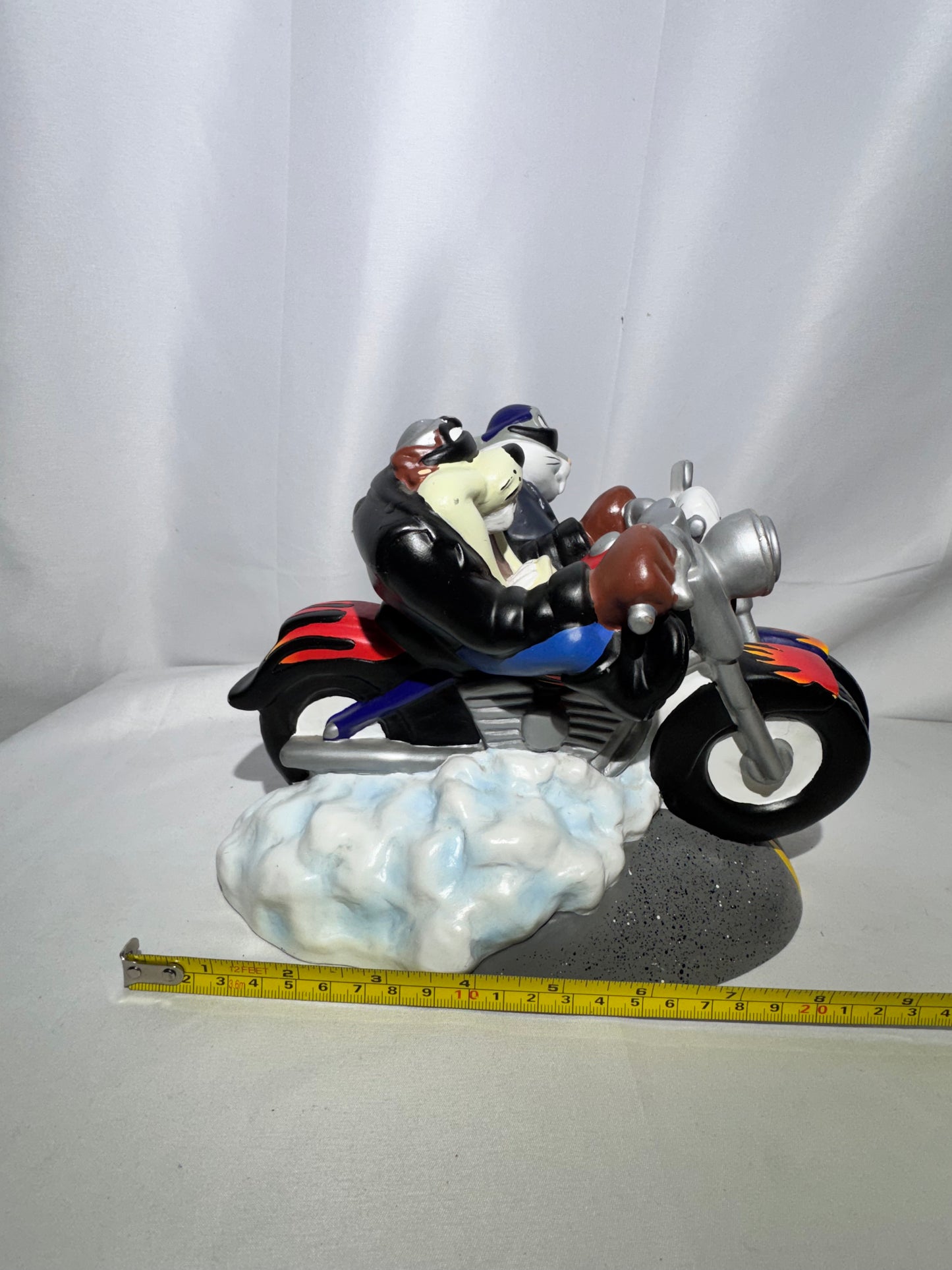 Vintage 2000 Warner Bros. Looney Tunes Taz & Bugs Bunny Harley Davidson Motorcycle Bank