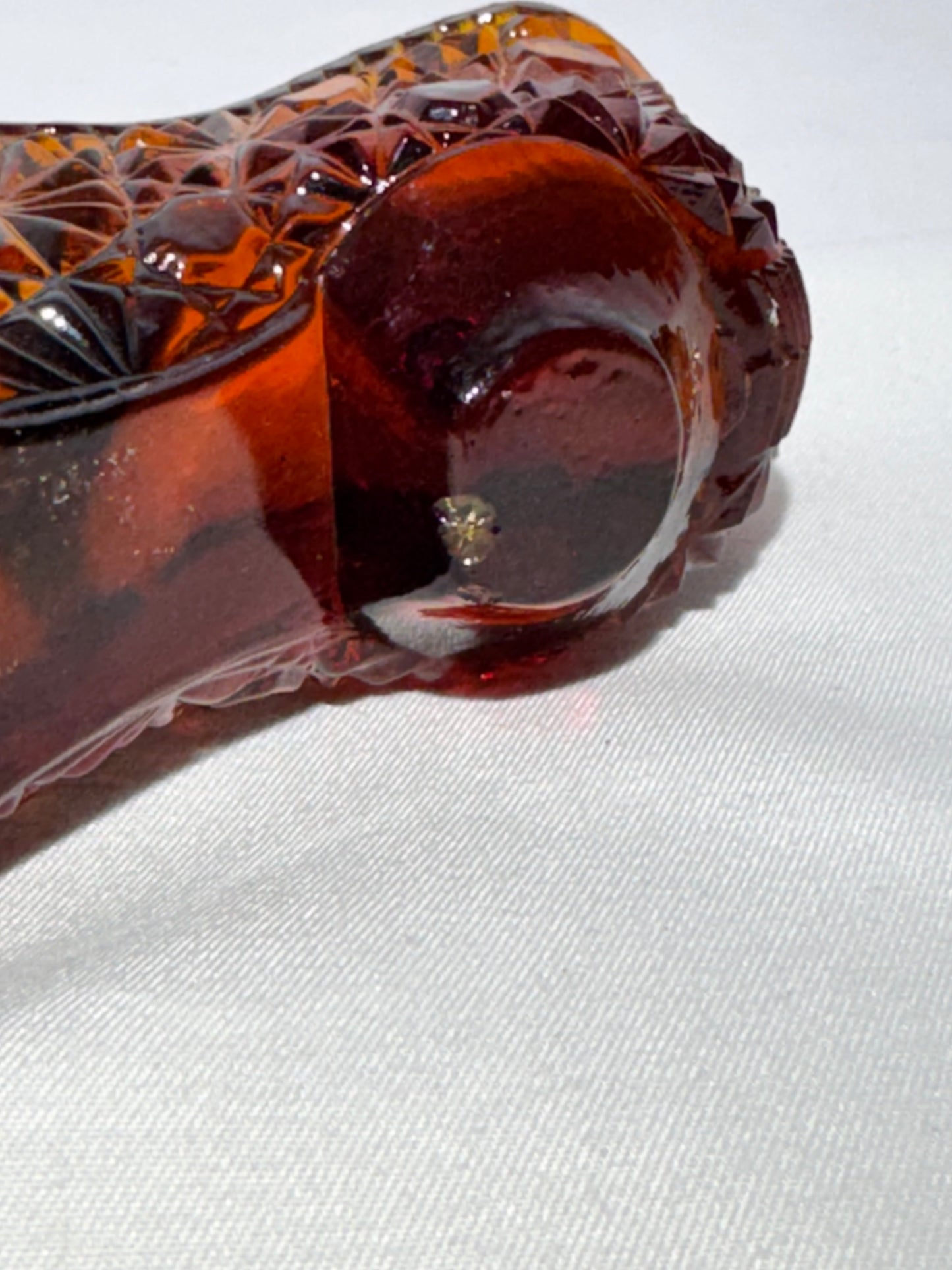 Vintage Amber Daisy & Button “Princess Slipper” Glass Shoe